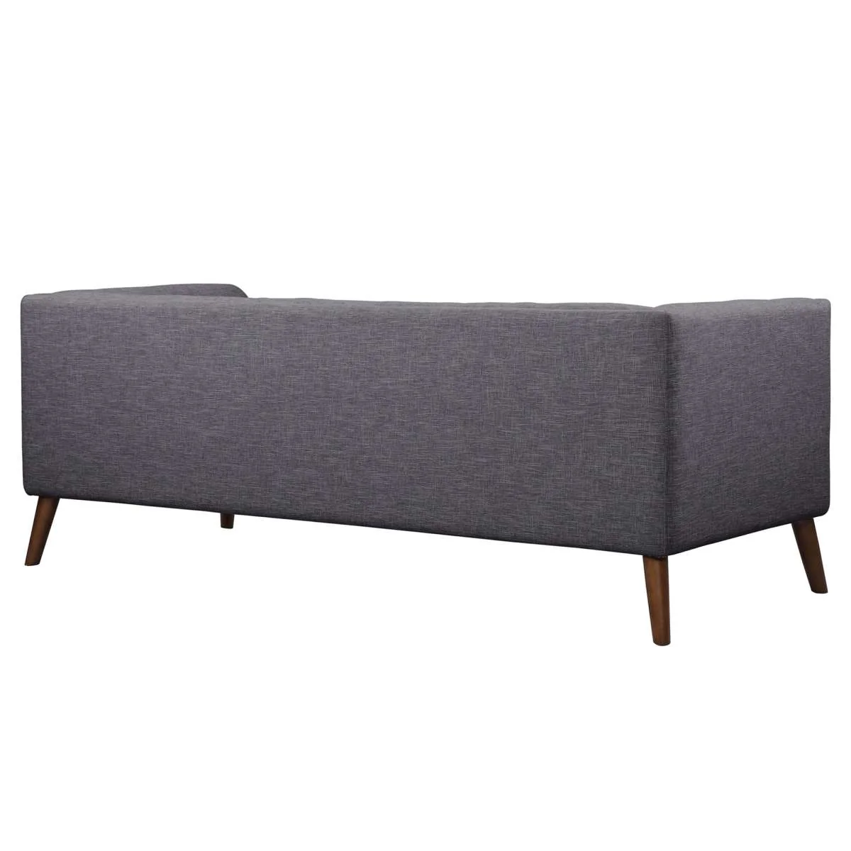 Hudson Mid-Century Button-Tufted Sofa in Beige Linen and Walnut Legs By Armen Living - Image 9