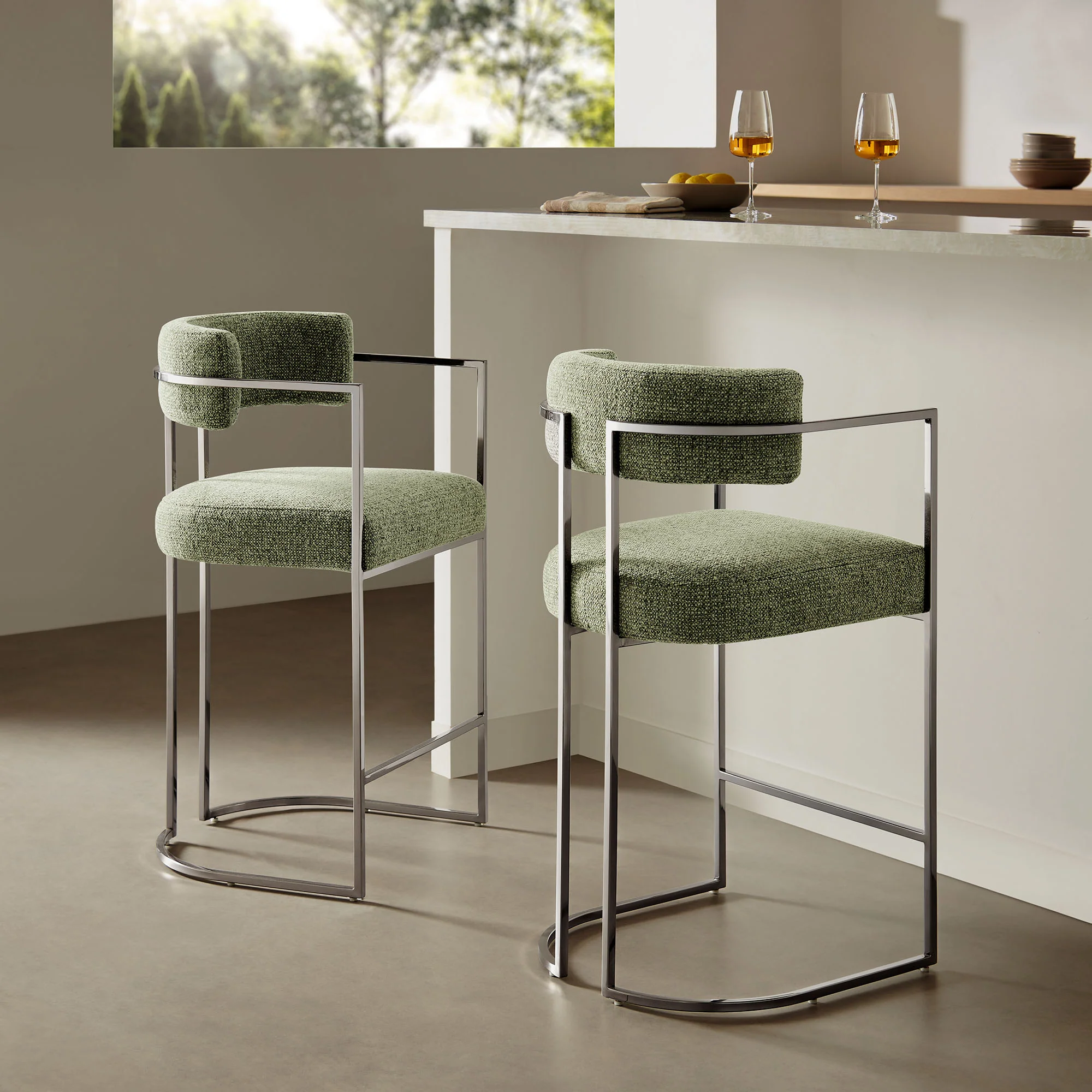 Huron Curved Back Fabric and Metal Counter Stool by Modway - Image 17