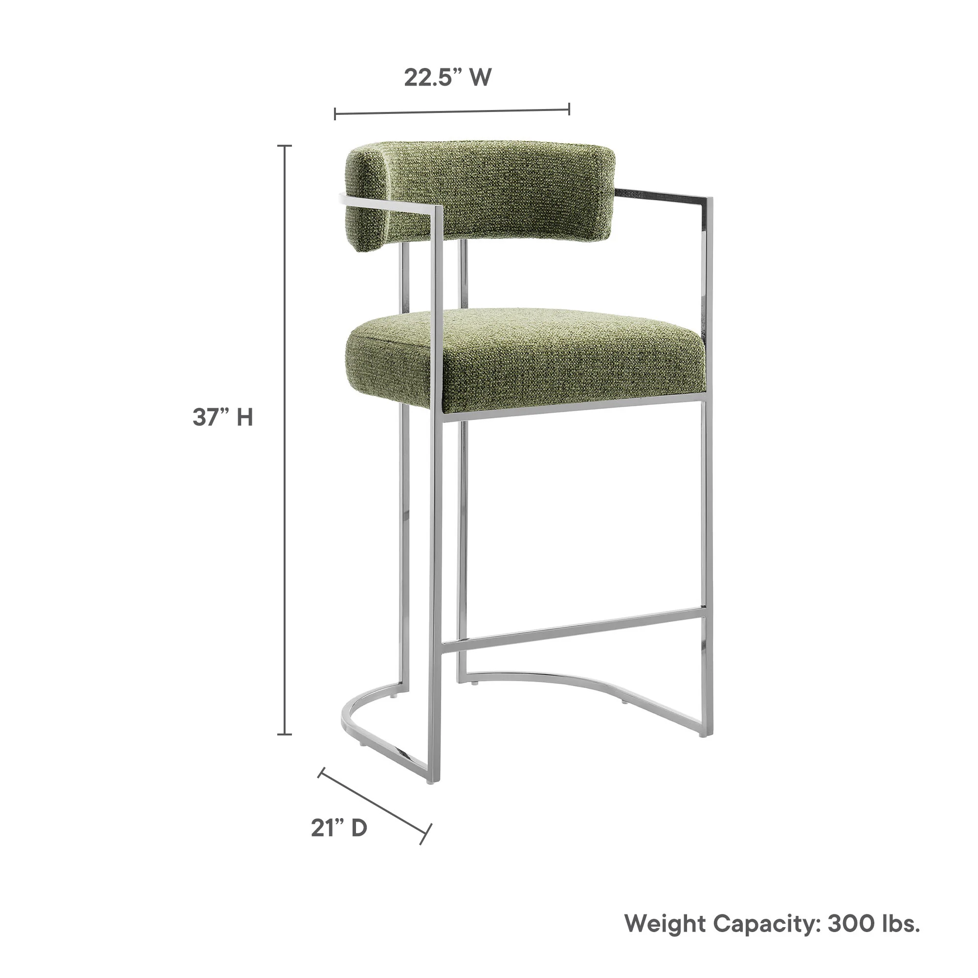 Huron Curved Back Fabric and Metal Counter Stool by Modway - Image 19