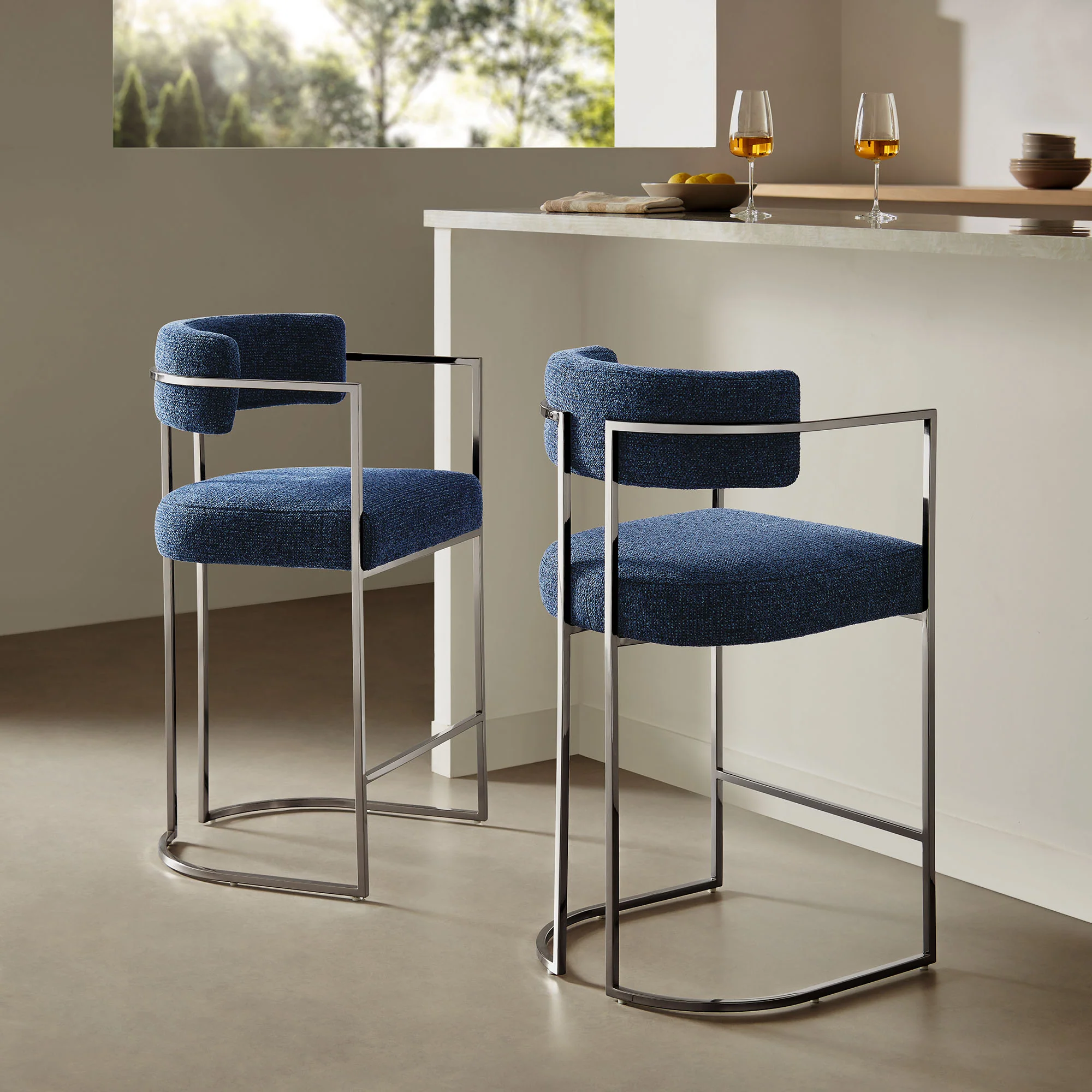 Huron Curved Back Fabric and Metal Counter Stool by Modway - Image 27