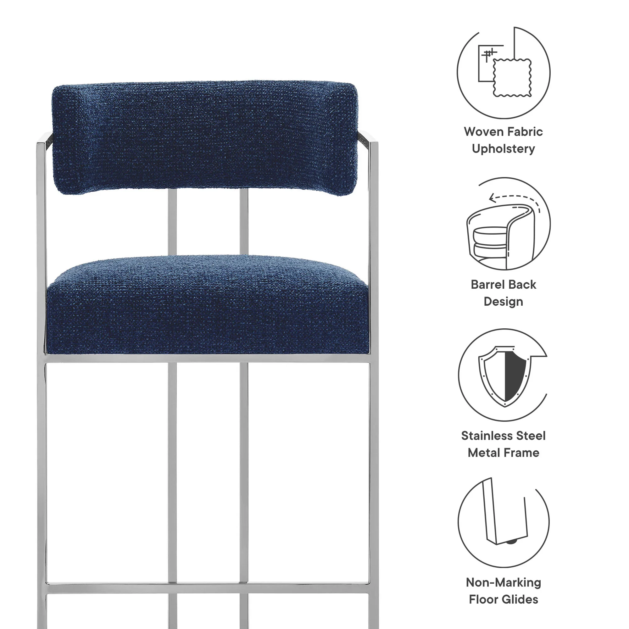 Huron Curved Back Fabric and Metal Counter Stool by Modway - Image 28