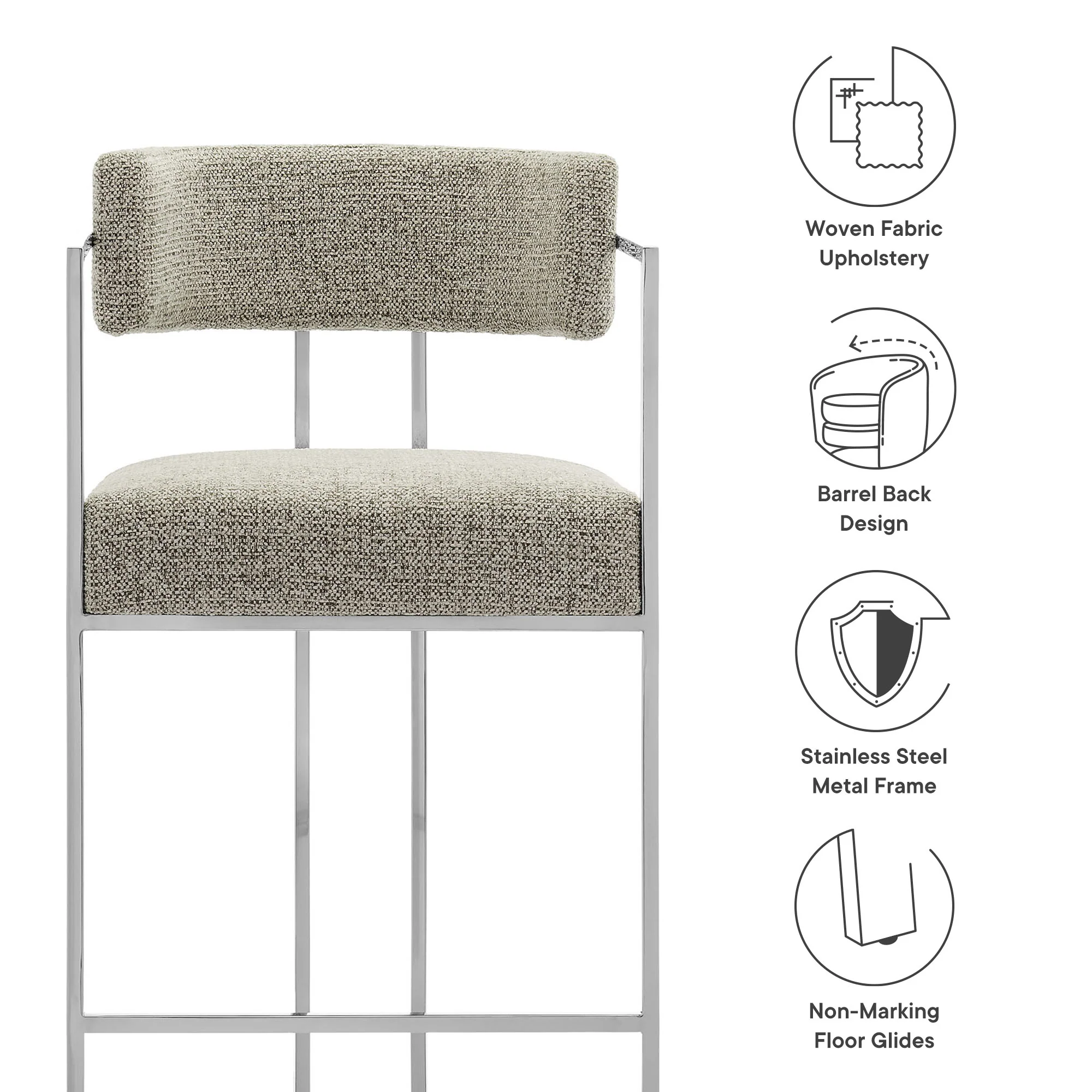 Huron Curved Back Fabric and Metal Counter Stool by Modway - Image 38