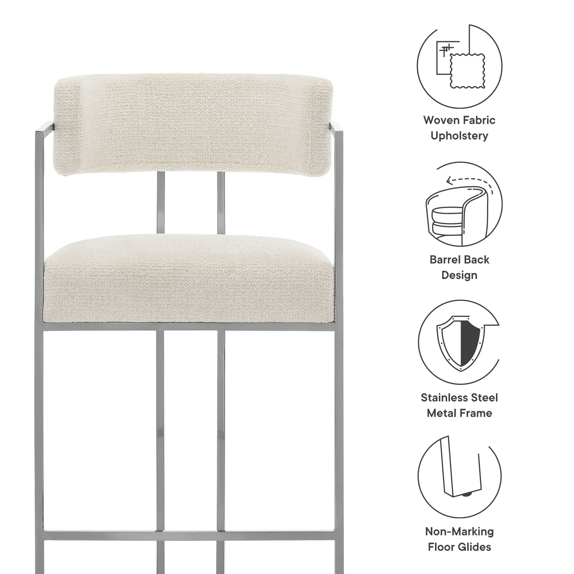 Huron Curved Back Fabric and Metal Counter Stool by Modway - Image 8