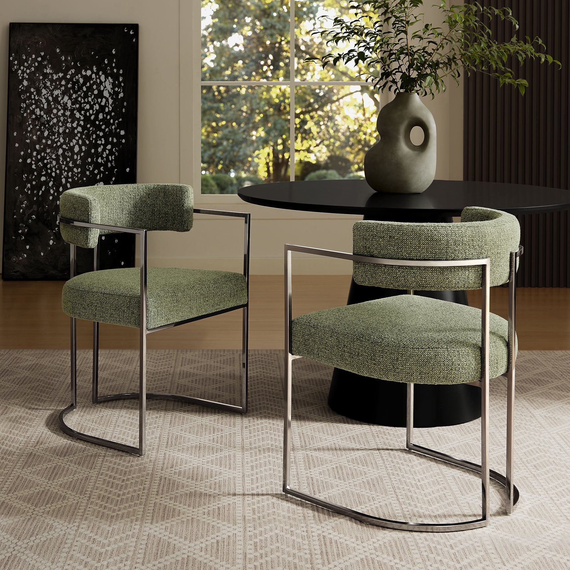 Huron Curved Back Fabric and Metal Dining Accent Chair by Modway - Image 17