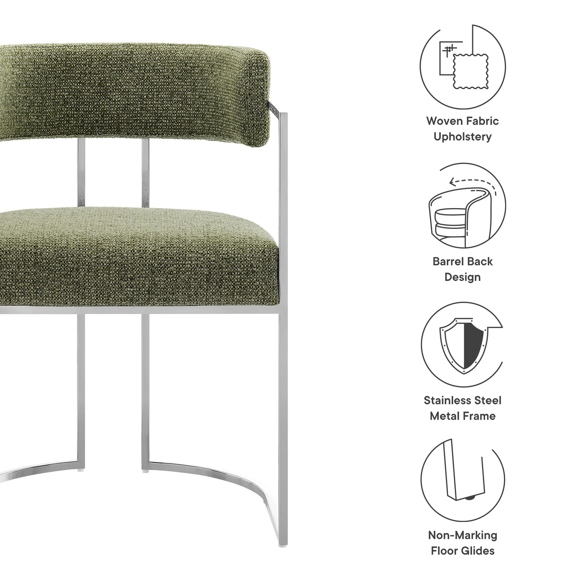 Huron Curved Back Fabric and Metal Dining Accent Chair by Modway - Image 18