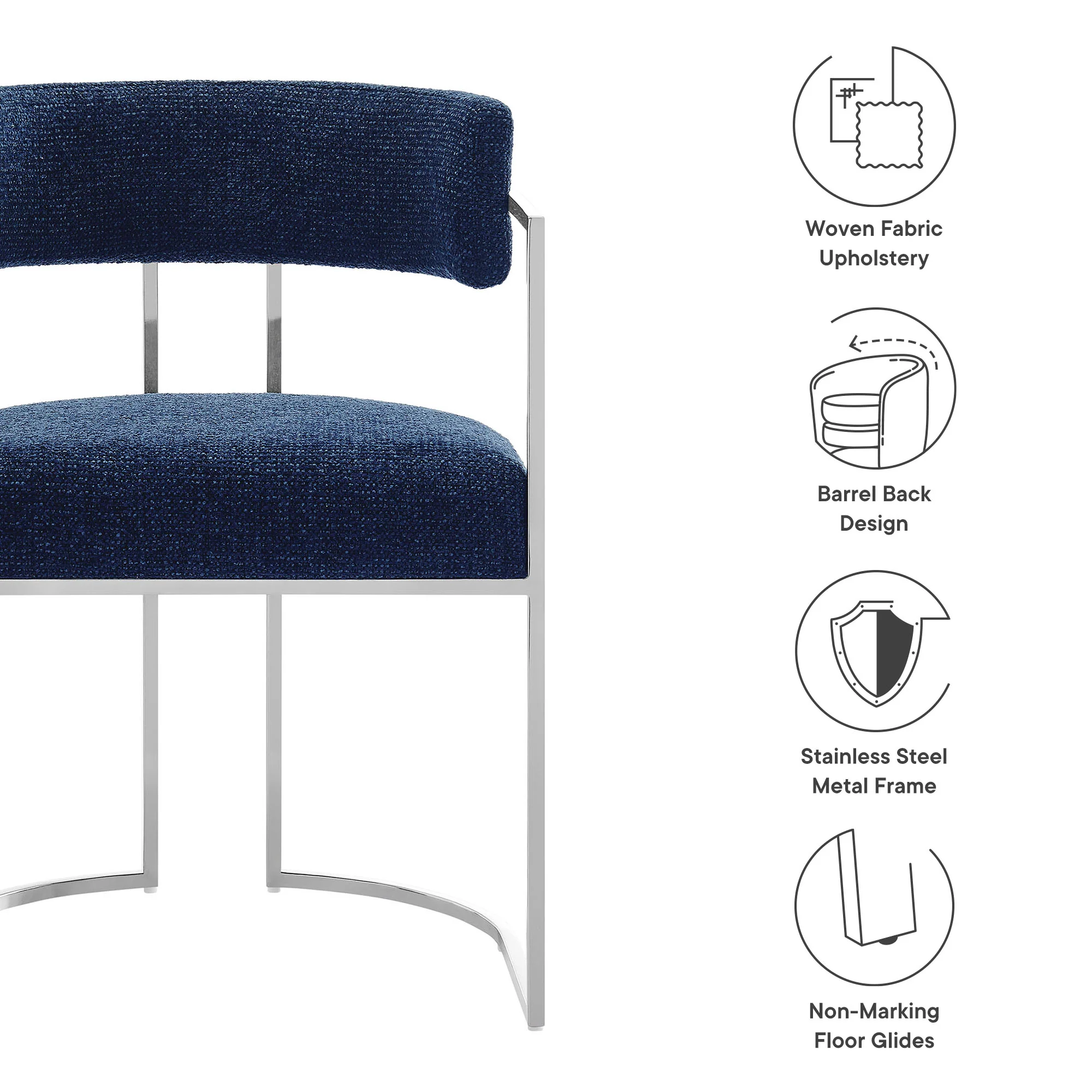 Huron Curved Back Fabric and Metal Dining Accent Chair by Modway - Image 28