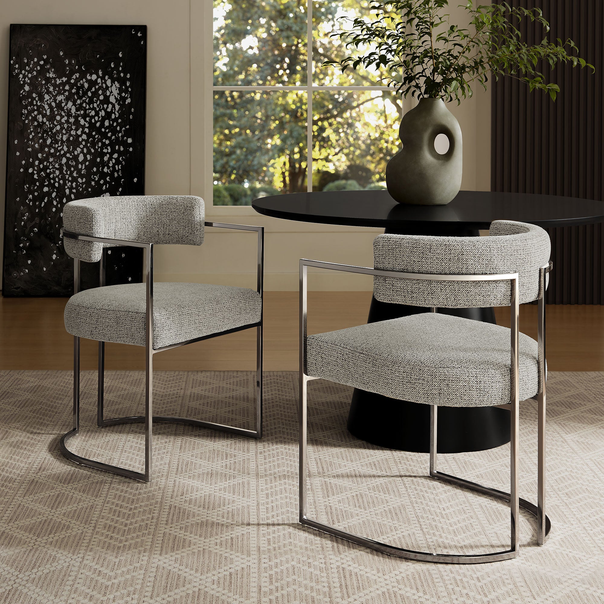 Huron Curved Back Fabric and Metal Dining Accent Chair by Modway - Image 37