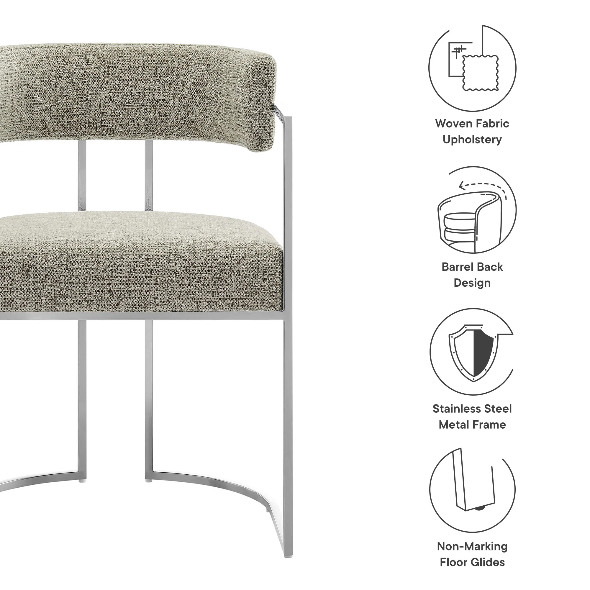 Huron Curved Back Fabric and Metal Dining Accent Chair by Modway - Image 38