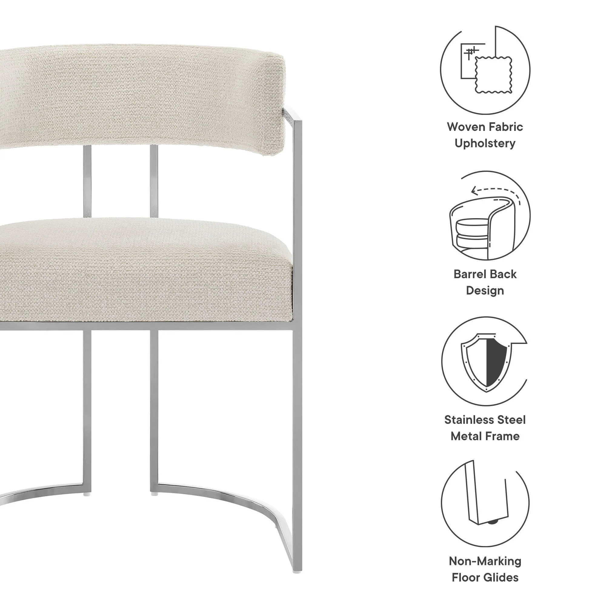 Huron Curved Back Fabric and Metal Dining Accent Chair by Modway - Image 8