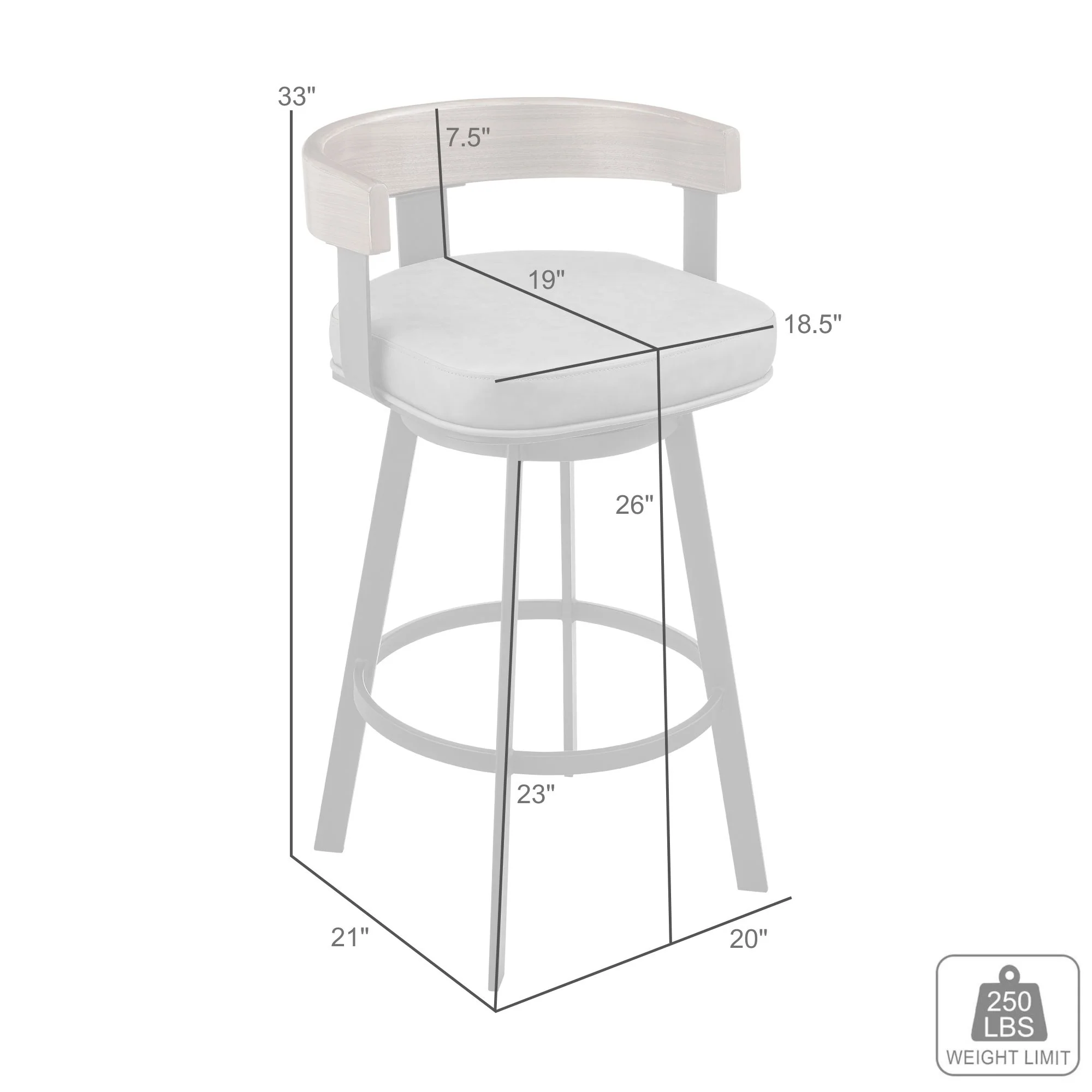 Idris 26" Swivel Counter Stool in Black Iron with Walnut Finish and Vintage Black Faux Leather By Armen Living - Image 9