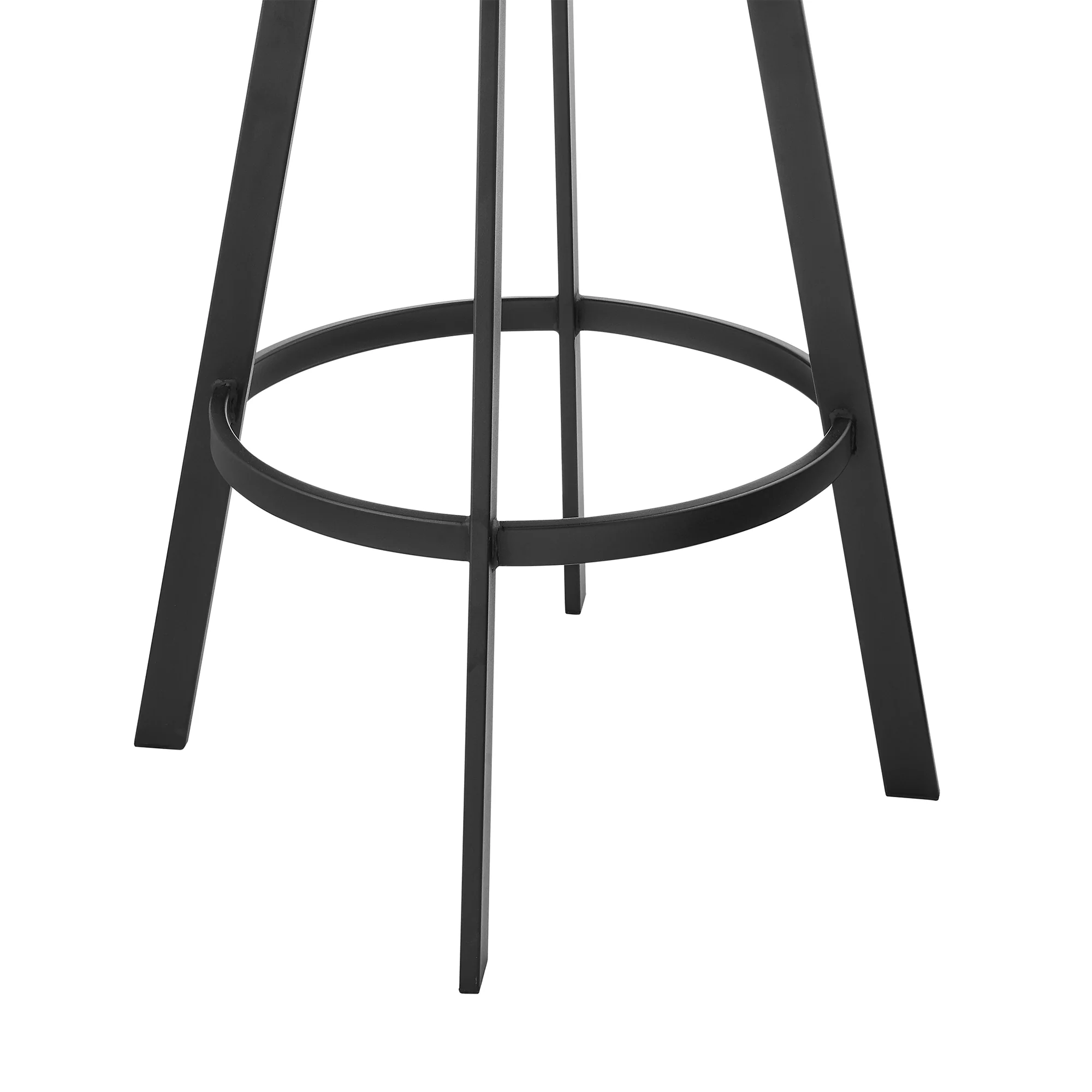 Idris 30" Swivel Bar Stool in Black Iron with Walnut Finish and Vintage Black Faux Leather By Armen Living - Image 8