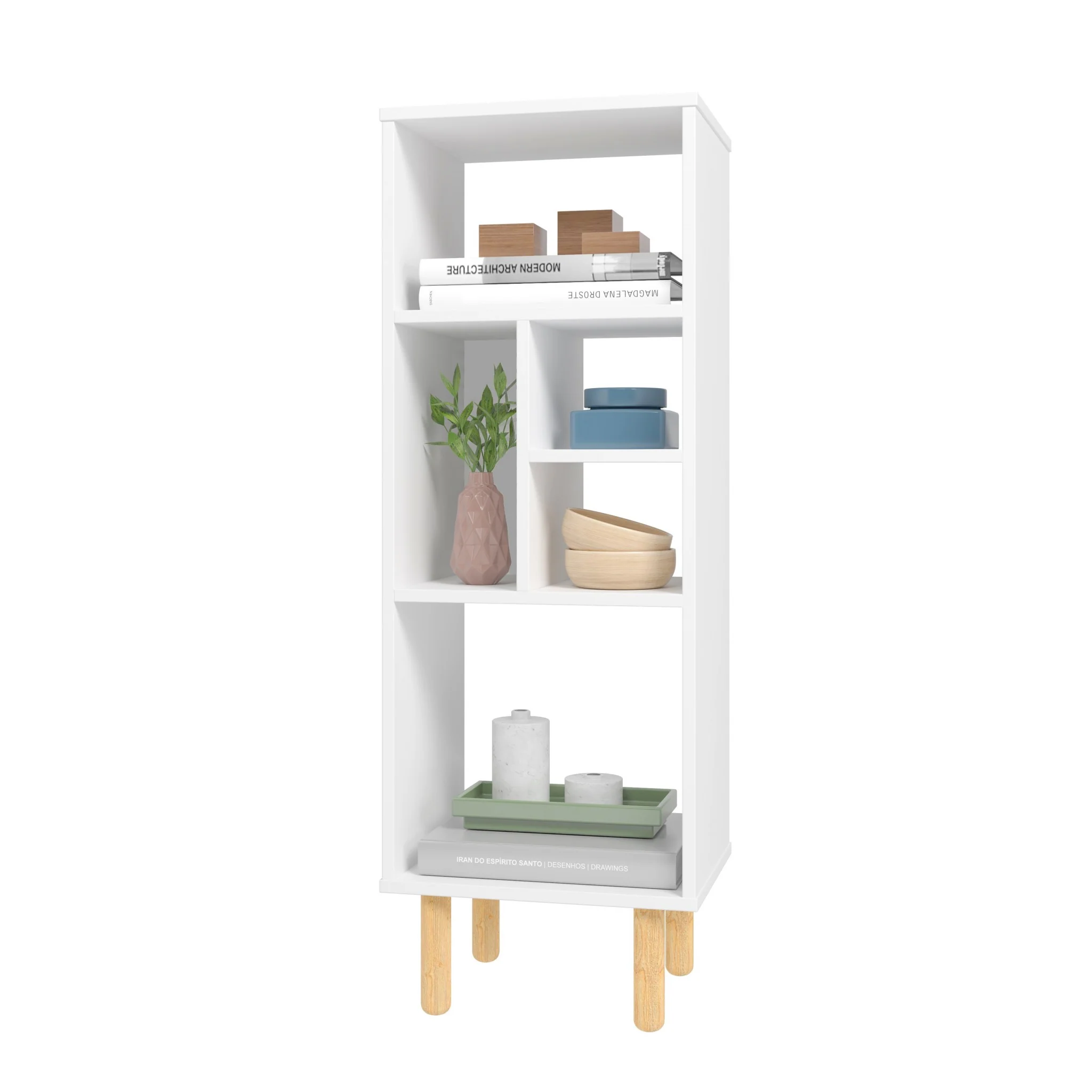 Iko 43" White Modern Abstract Open Shelving Unit By Homeroots - Image 3