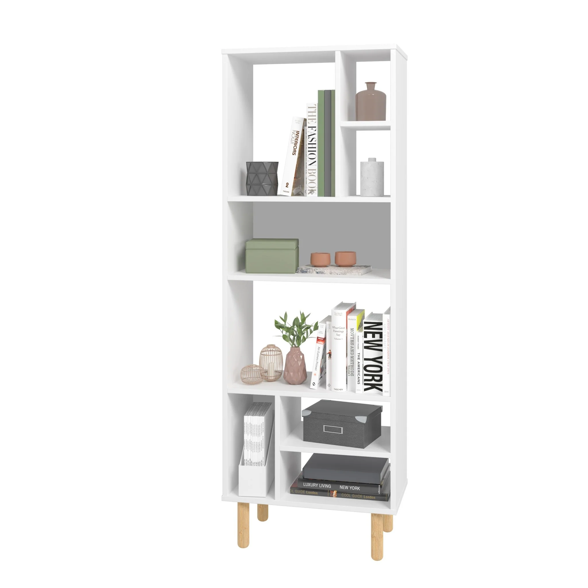 Iko 60" White Modern Abstract Open Shelving Unit By Homeroots - Image 3