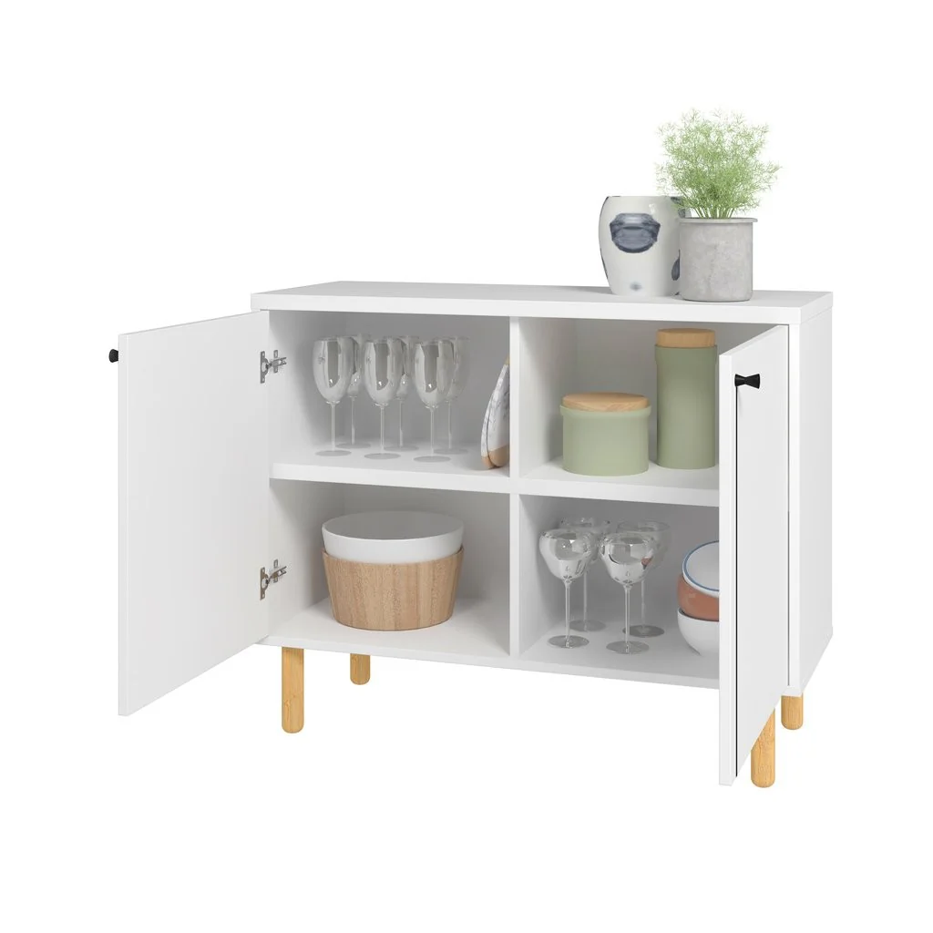 Iko White Modern Sideboard Double Door Cabinet By Homeroots - Image 3