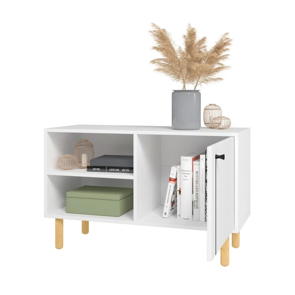 Iko White Modern Sideboard Open Cubbie Cabinet By Homeroots - Image 3