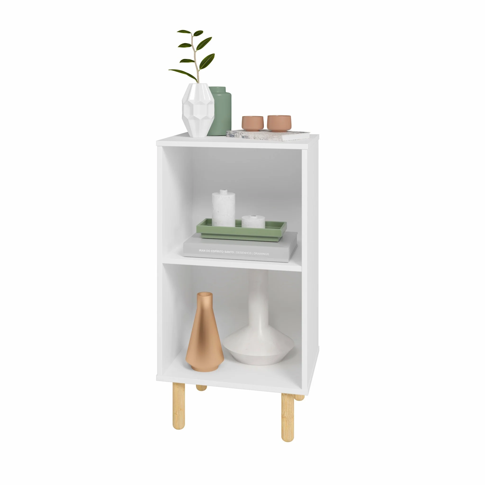 Iko White Two Cubbie Open Shelving Unit By Homeroots - Image 3