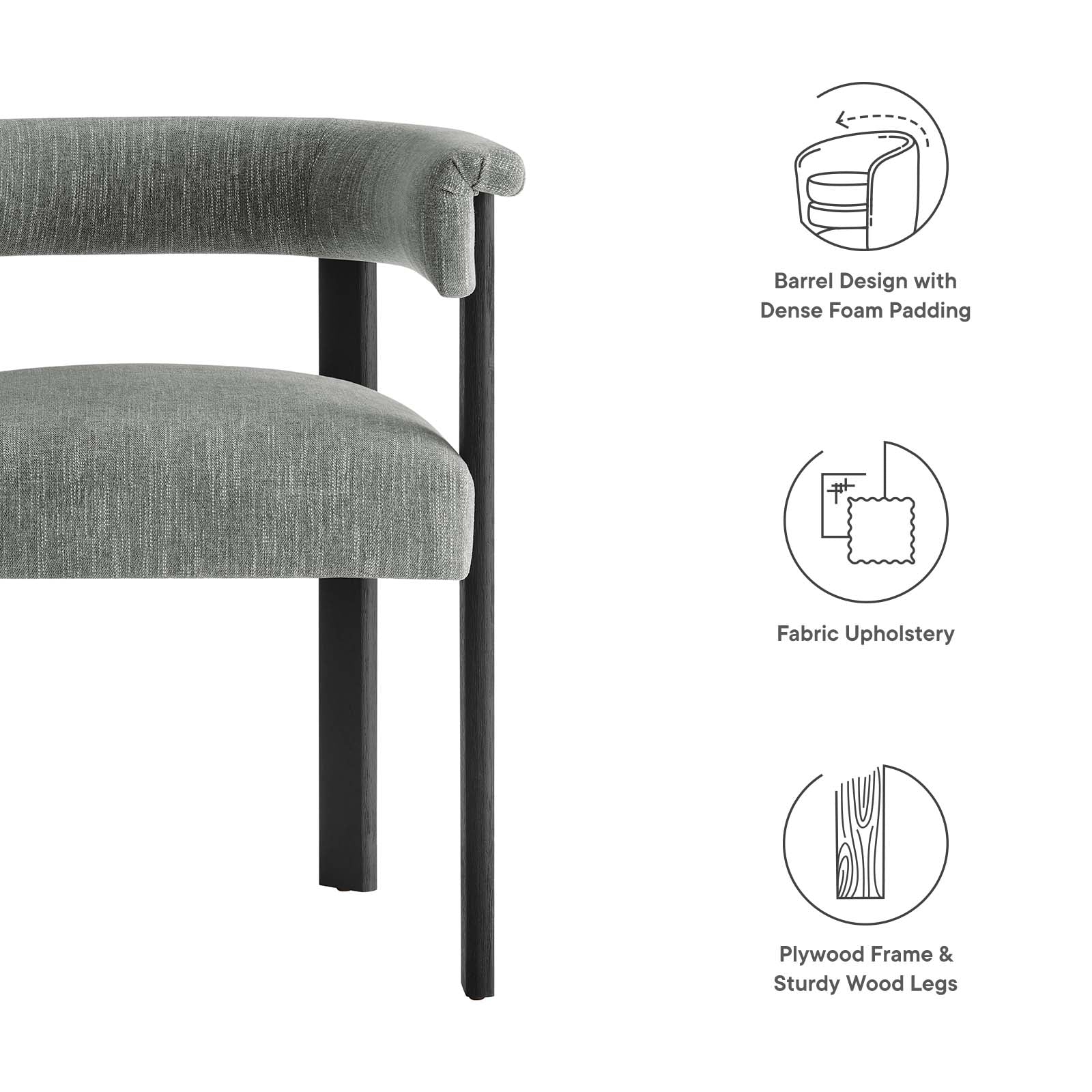 Imogen Woven Heathered Fabric Upholstered Barrel Dining Chairs - Set of 2 By Modway - EEI-6776 - Image 10
