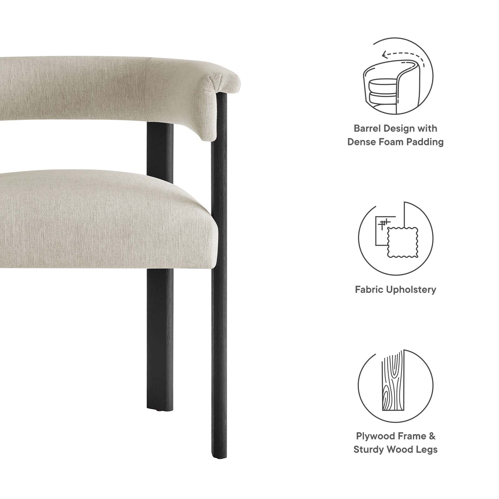 Imogen Woven Heathered Fabric Upholstered Barrel Dining Chairs - Set of 2 By Modway - EEI-6776 - Image 20