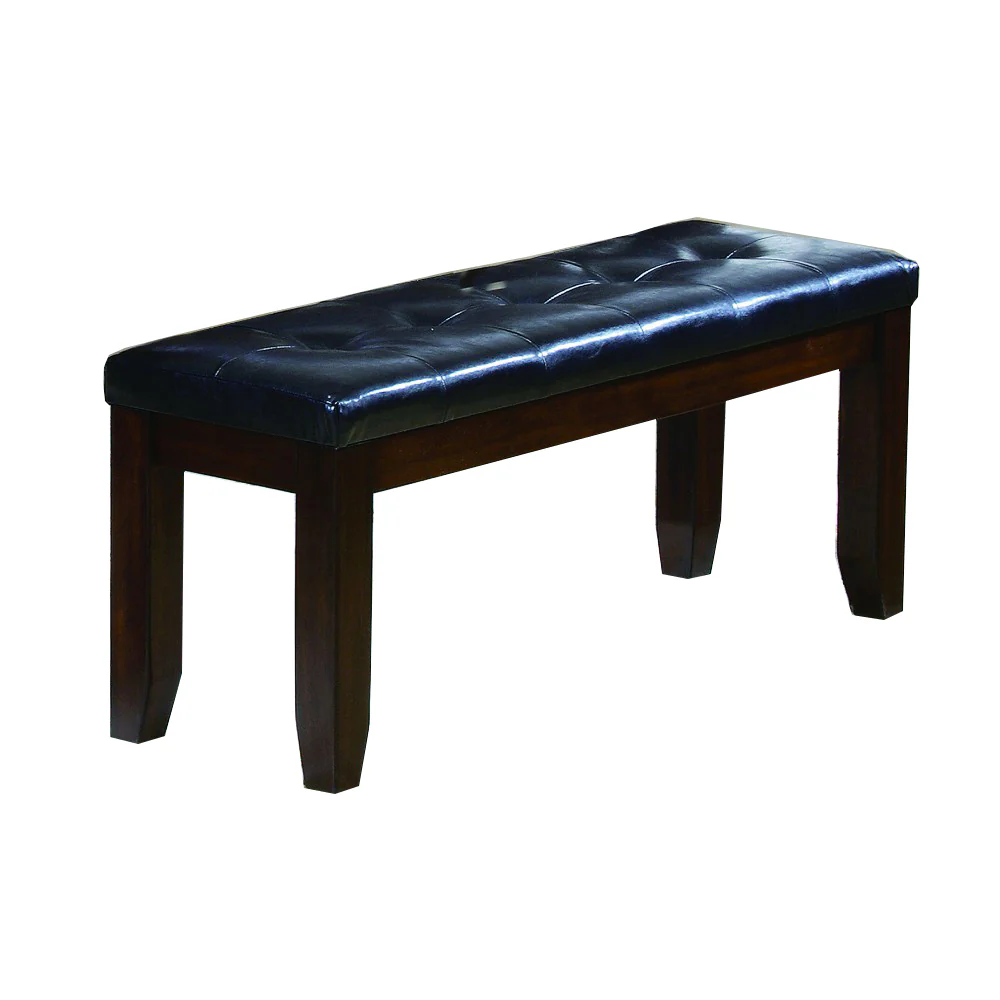 Impressive Leather Tufted Upholstered Bench In Brown And Black By Benzara - Image 2