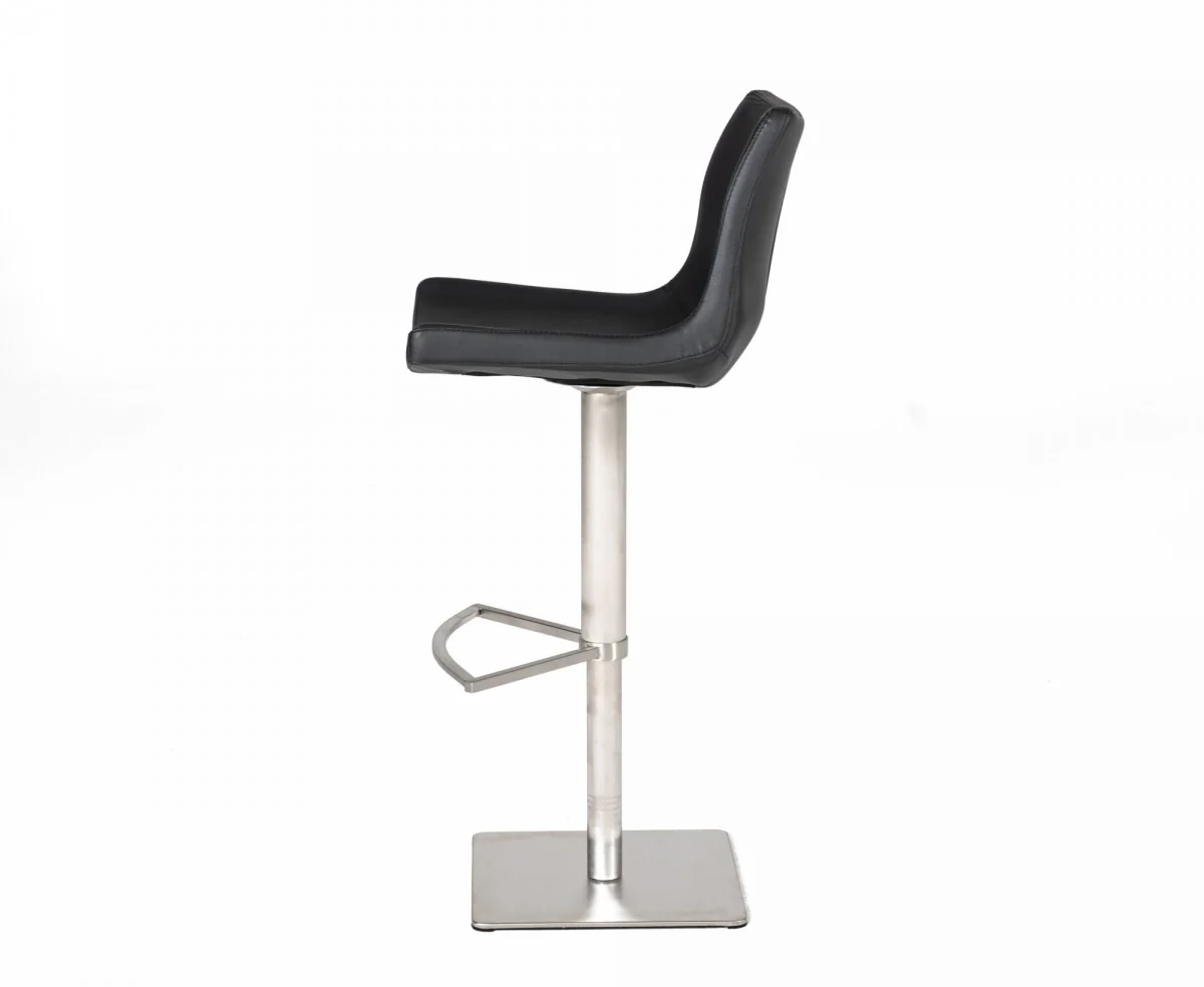 Industrial 43" Black Faux Leather Adjustable Bar Stool By Homeroots - Image 3