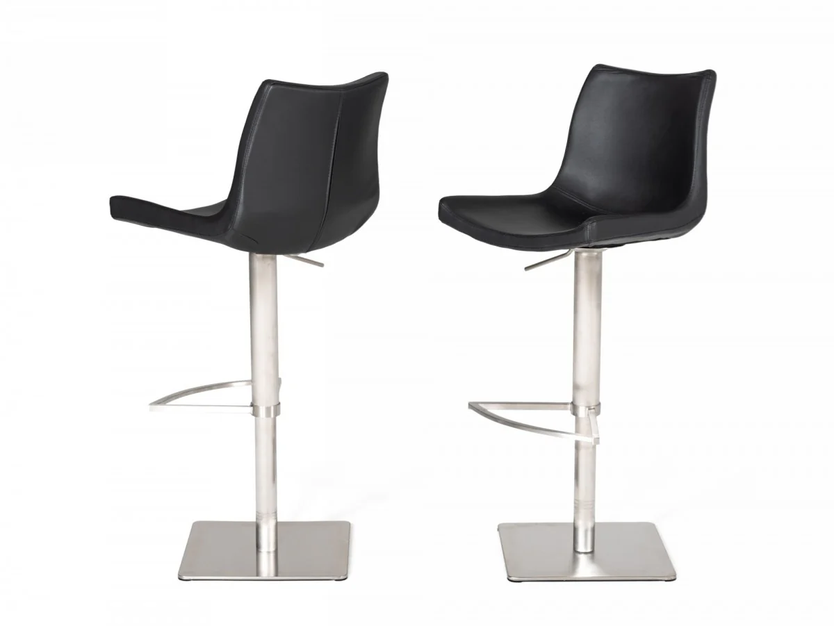 Industrial 43" Black Faux Leather Adjustable Bar Stool By Homeroots - Image 5