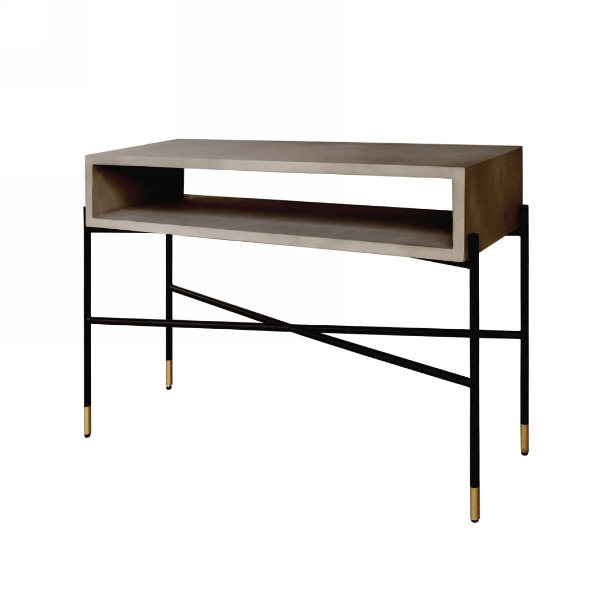 Industrial 45" Concrete And Metal Console Console Table By Homeroots - Image 2