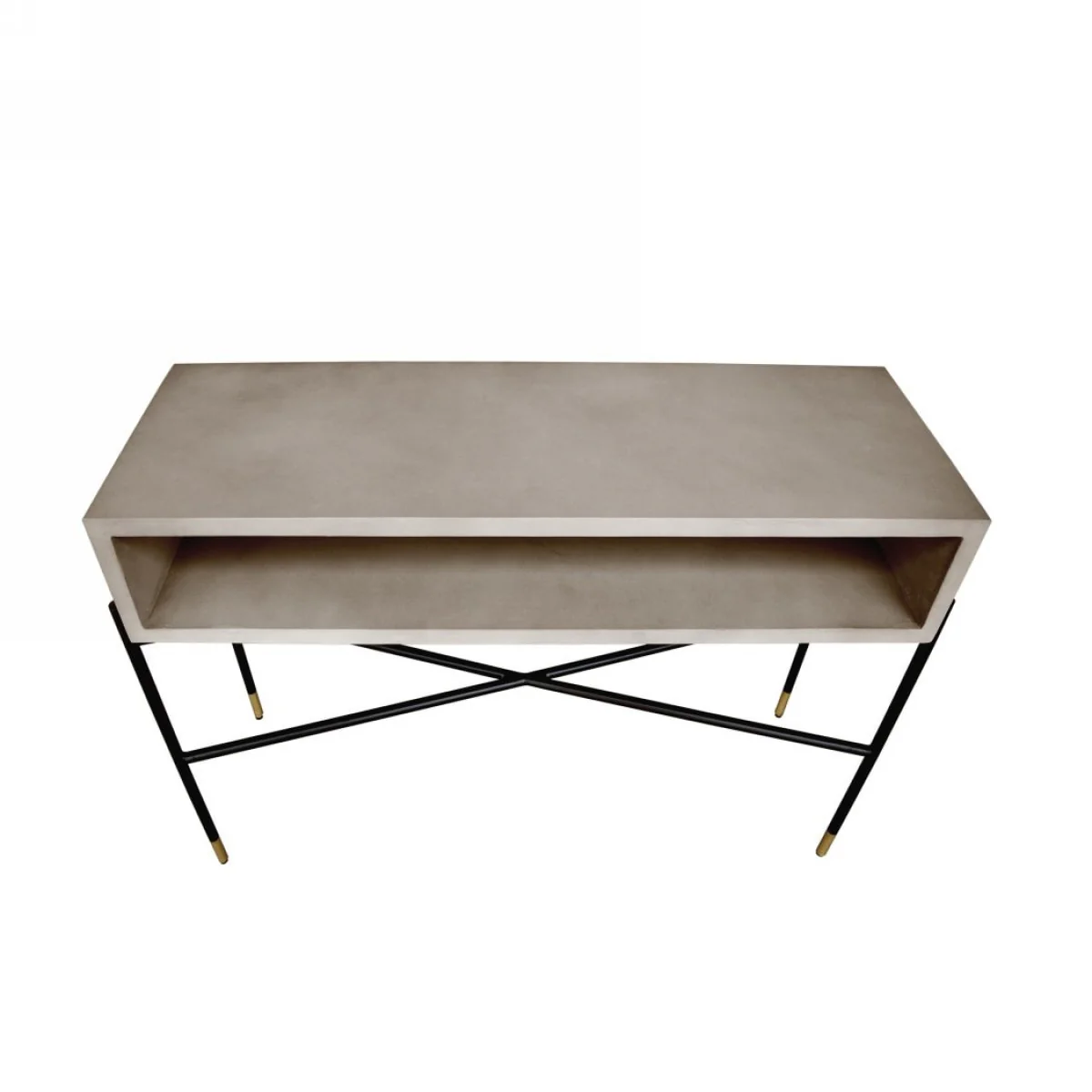 Industrial 45" Concrete And Metal Console Console Table By Homeroots - Image 3
