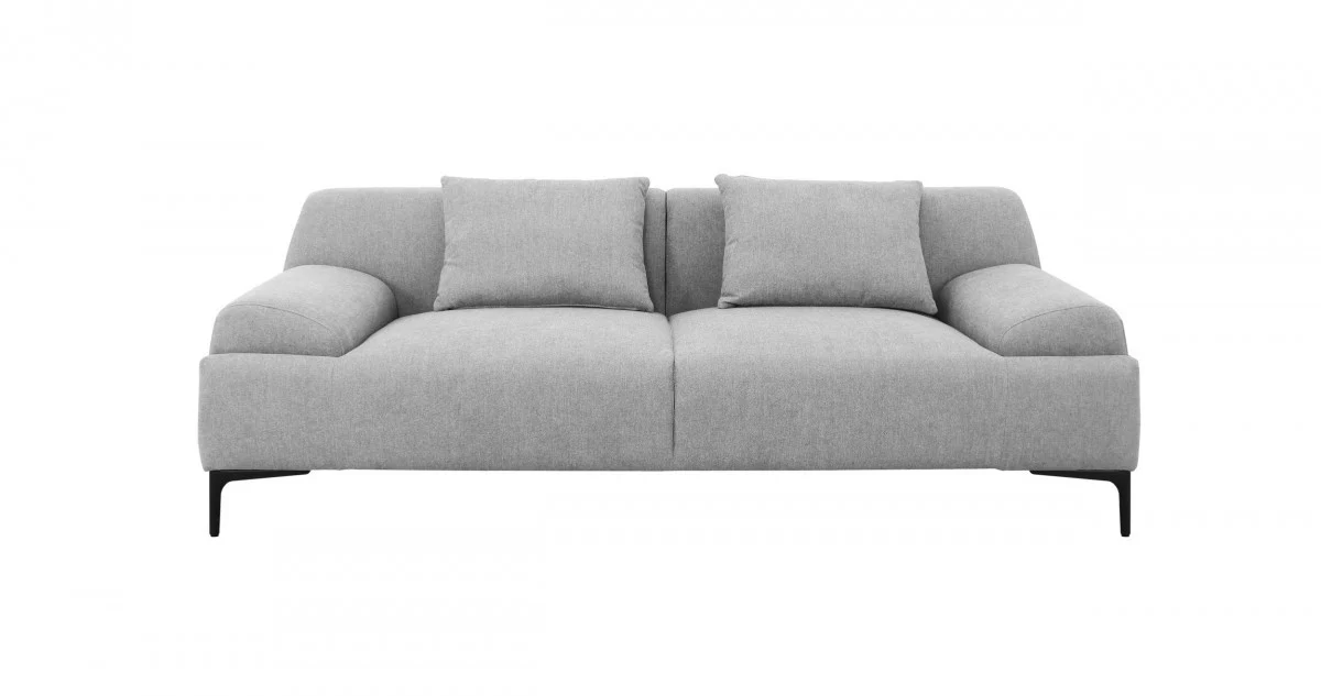 Industrial 86" Grey Sofa With Two Throw Pillows By Homeroots - Image 3