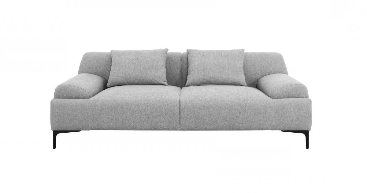 Industrial 86" Grey Sofa With Two Throw Pillows By Homeroots - Image 4