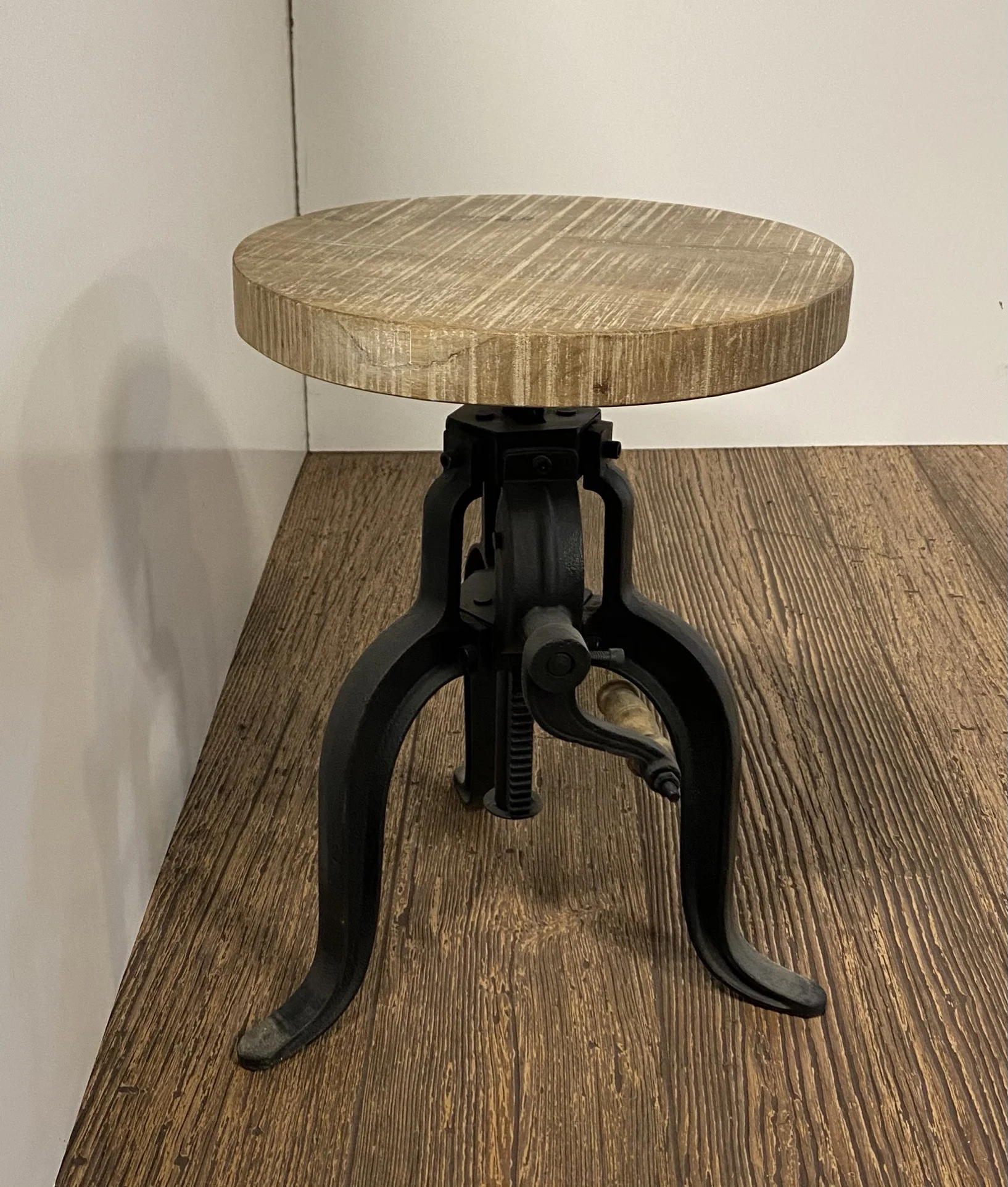 Industrial Adjustable Rustic Crank Stool By Homeroots - Image 4
