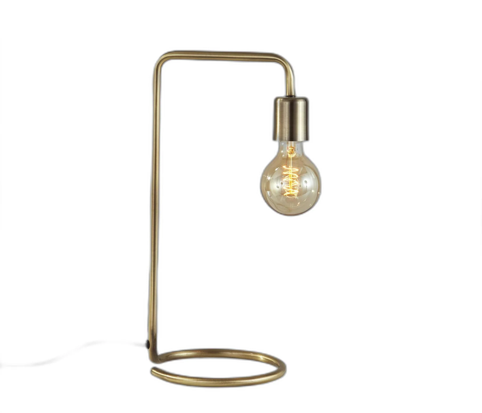 Industrial Antique Brass Finish Metal Desk Lamp With Vintage Edison Bulb By Homeroots - Image 2