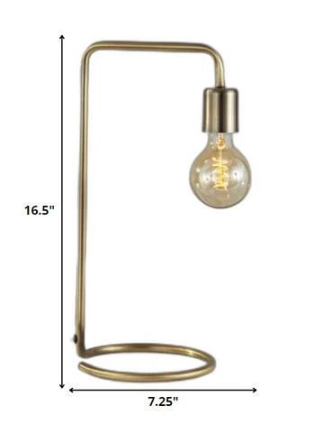Industrial Antique Brass Finish Metal Desk Lamp With Vintage Edison Bulb By Homeroots - Image 5