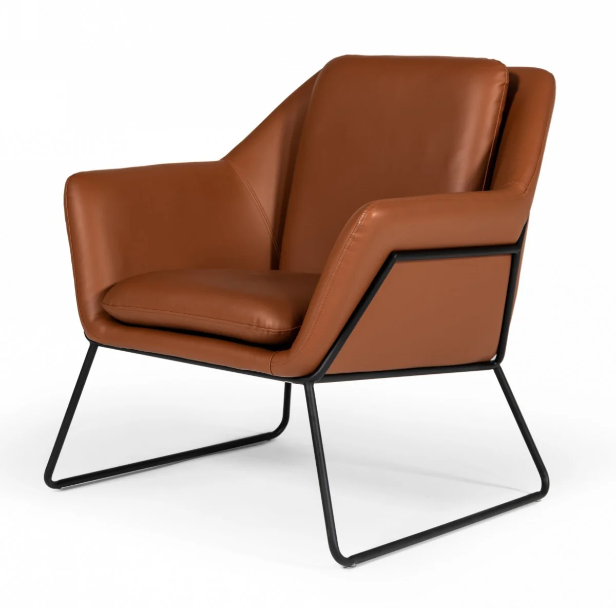 Industrial Brown Eco Leather And Black Metal Chair By Homeroots - Image 2