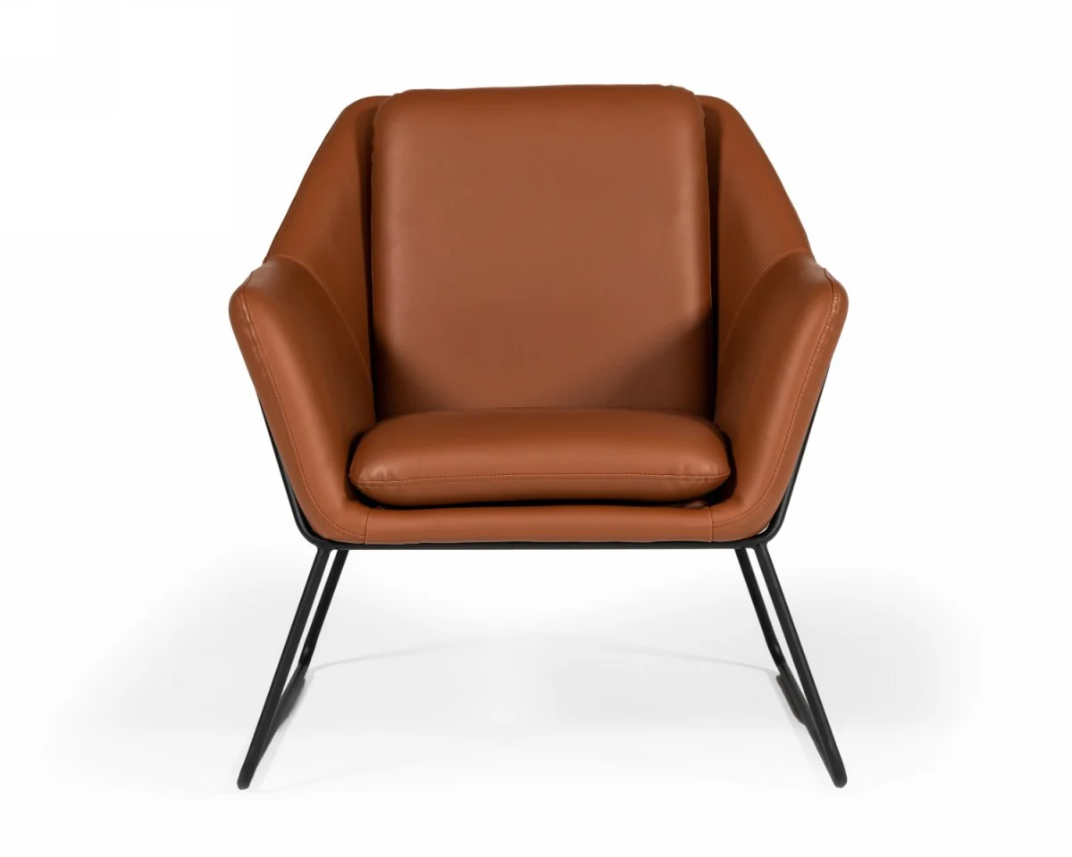Industrial Brown Eco Leather And Black Metal Chair By Homeroots - Image 3