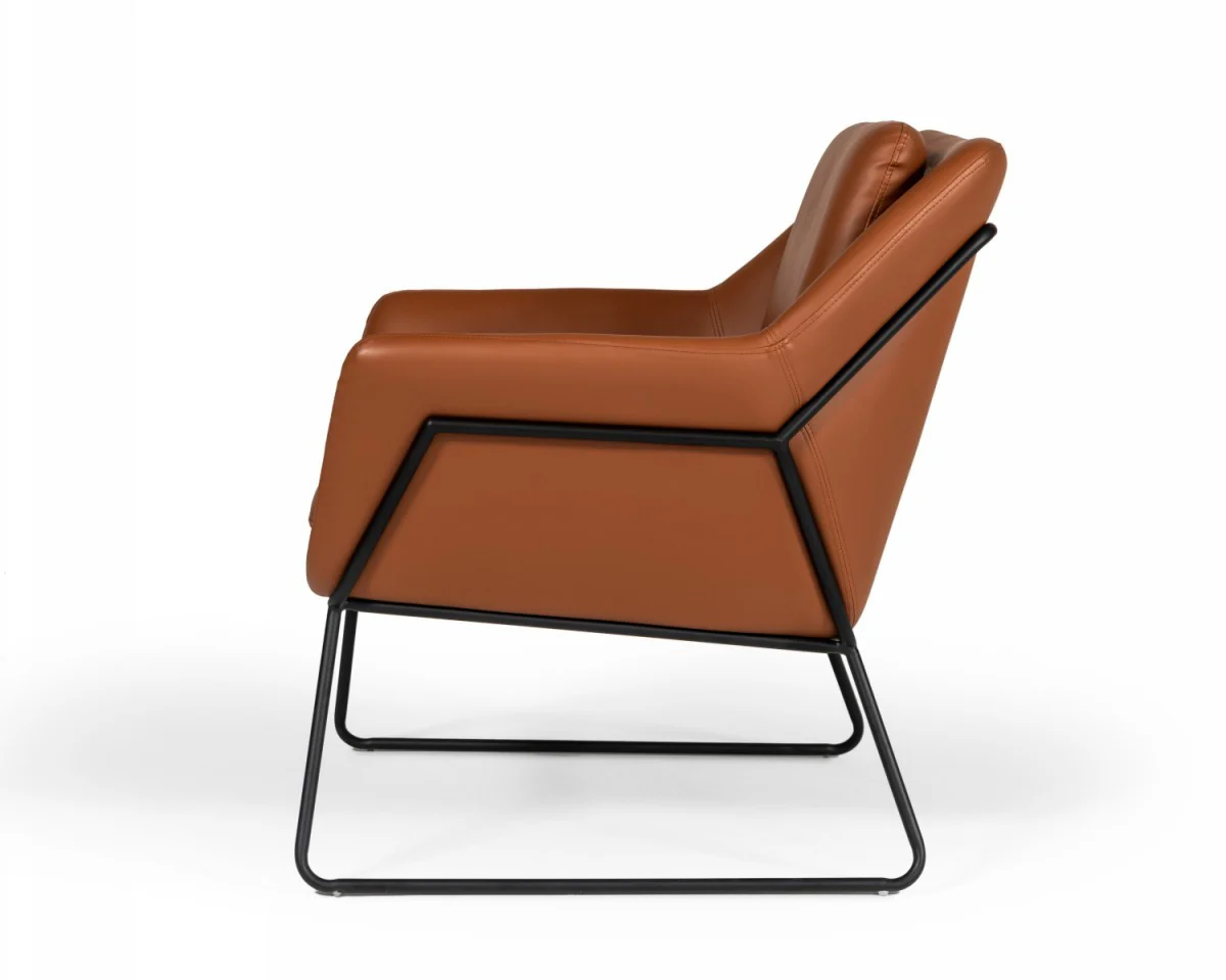 Industrial Brown Eco Leather And Black Metal Chair By Homeroots - Image 4
