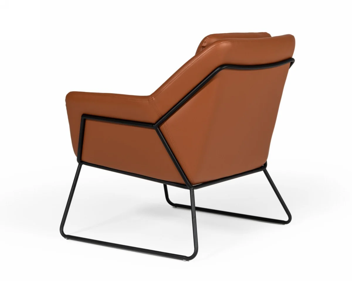 Industrial Brown Eco Leather And Black Metal Chair By Homeroots - Image 5