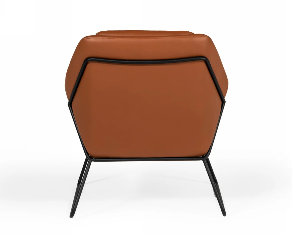 Industrial Brown Eco Leather And Black Metal Chair By Homeroots - Image 6
