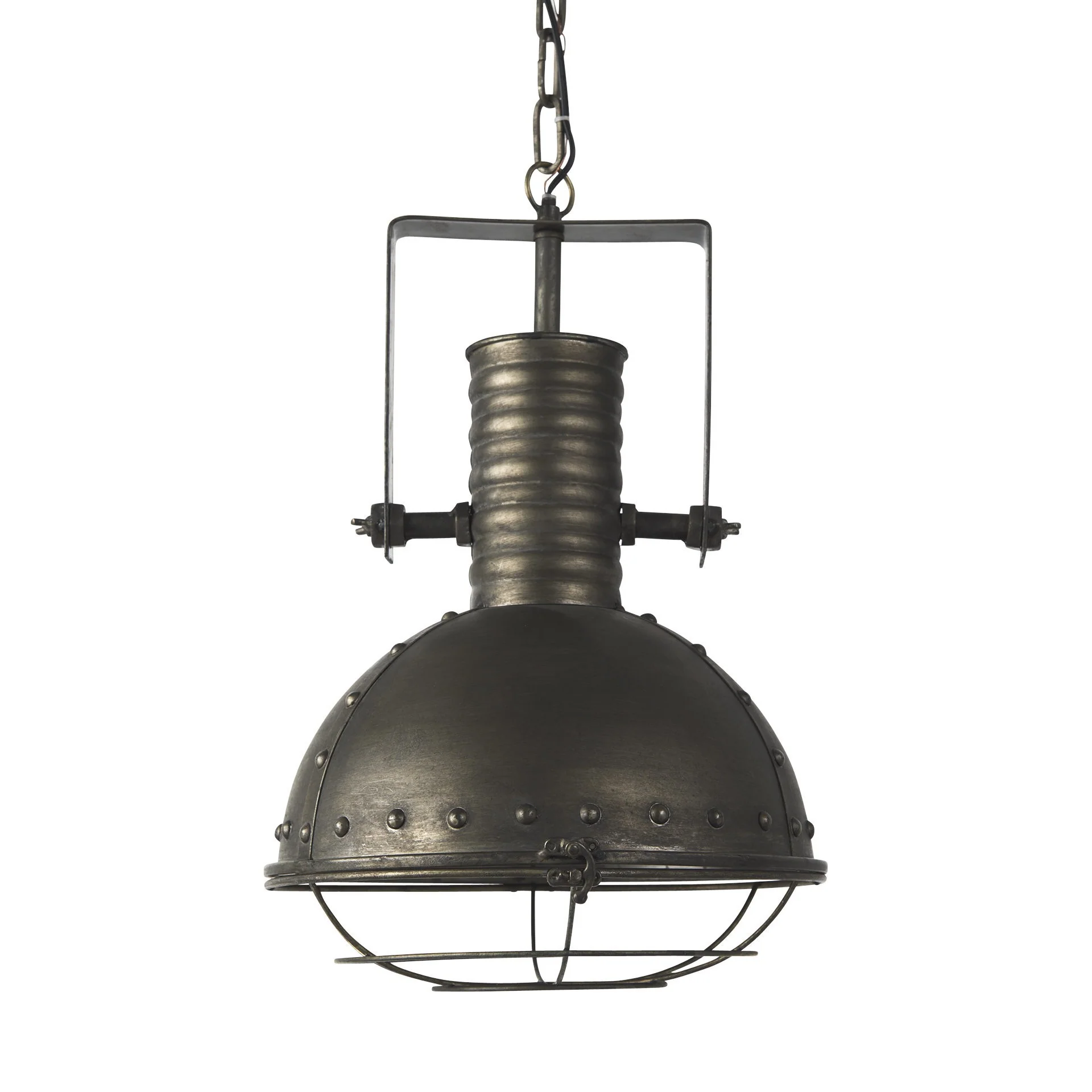 Industrial Caged Black Metal Hanging Light By Homeroots - Image 2