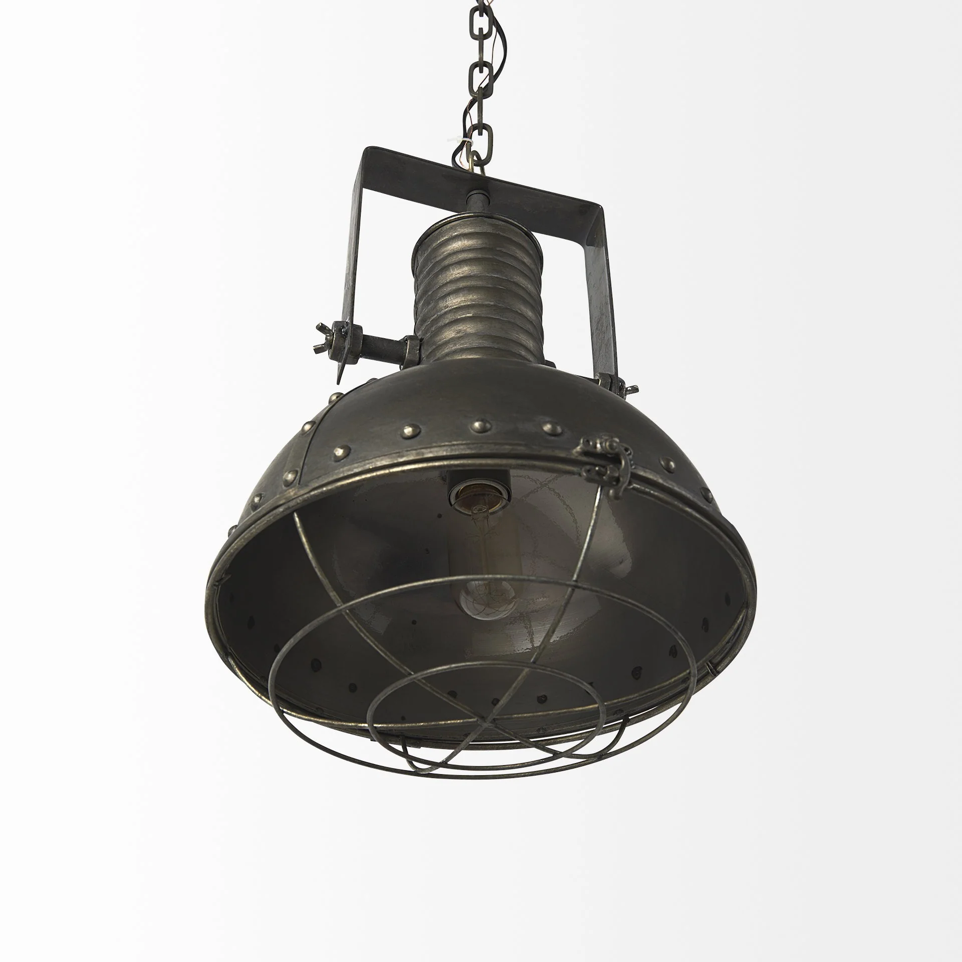 Industrial Caged Black Metal Hanging Light By Homeroots - Image 5