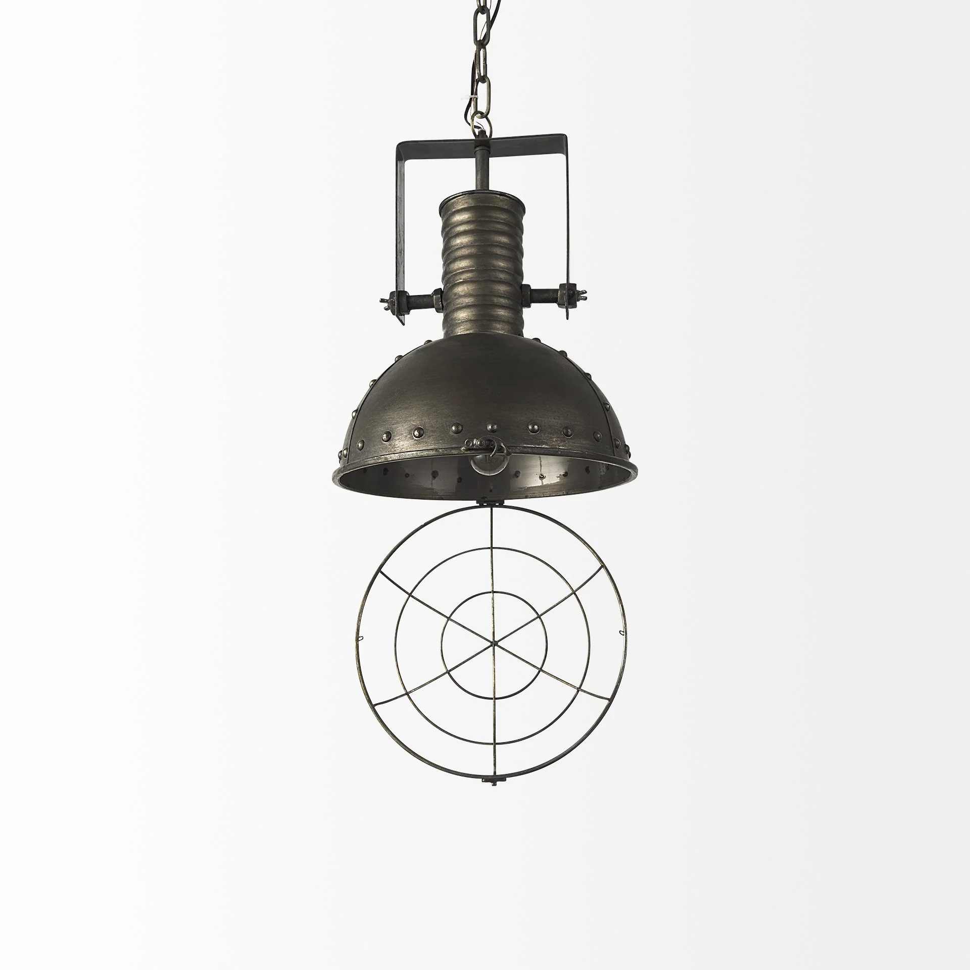 Industrial Caged Black Metal Hanging Light By Homeroots - Image 6