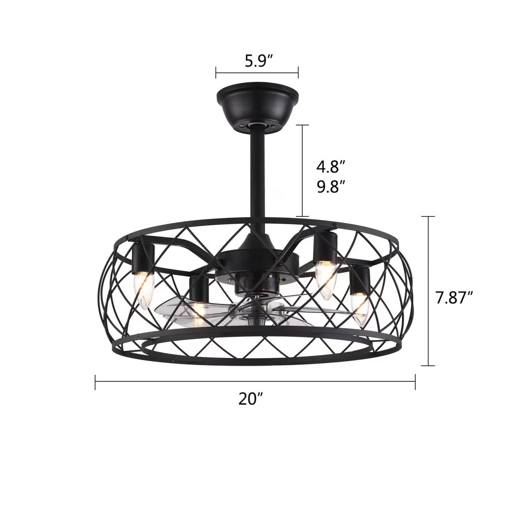Industrial Caged Ceiling Lamp And Fan By Homeroots - Image 7