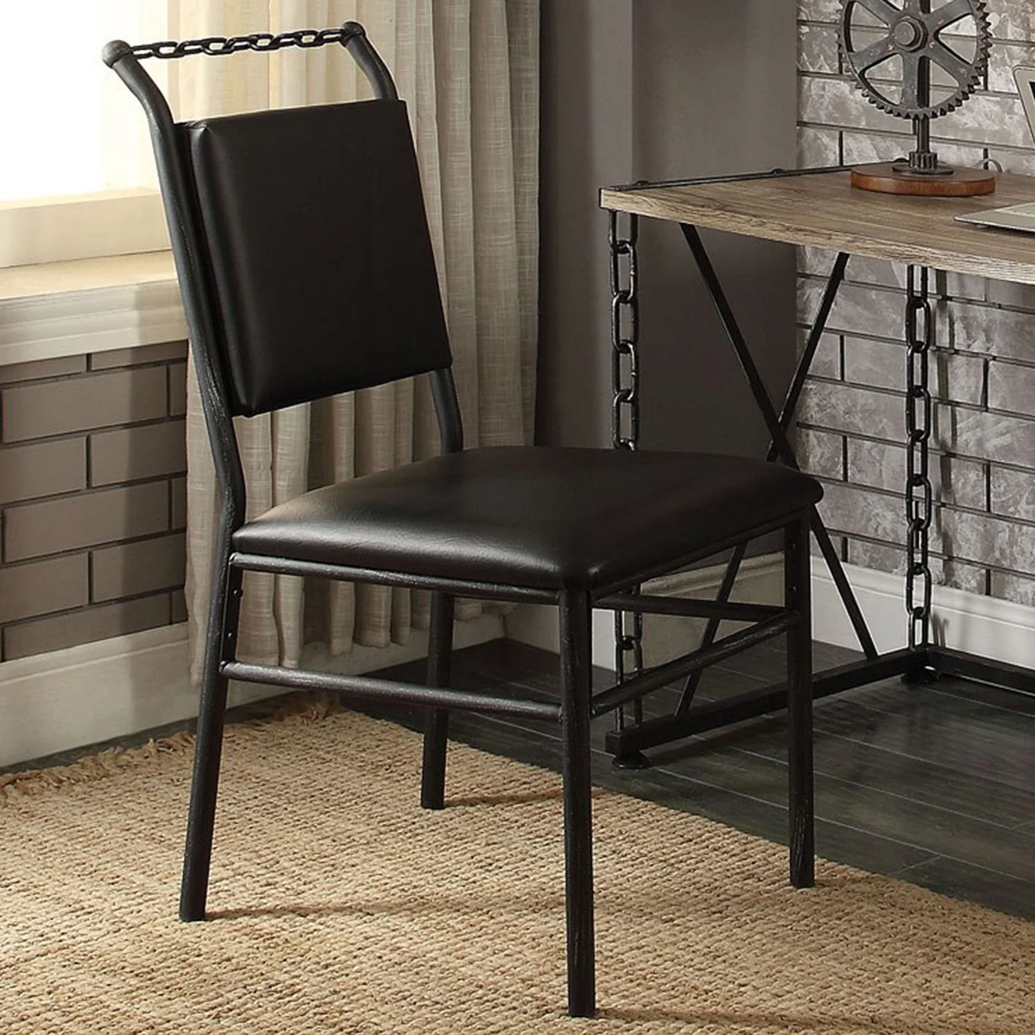Industrial Chain Upholstered Chair By Homeroots - Image 5