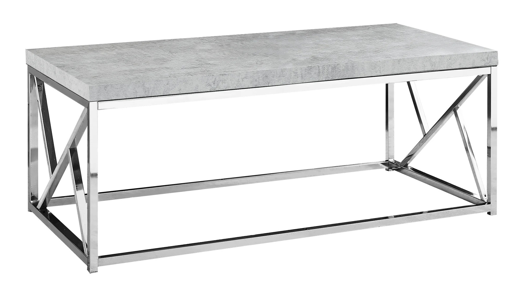 Industrial Chic Gray Faux Cement and Chrome Coffee Table By Homeroots - Image 2