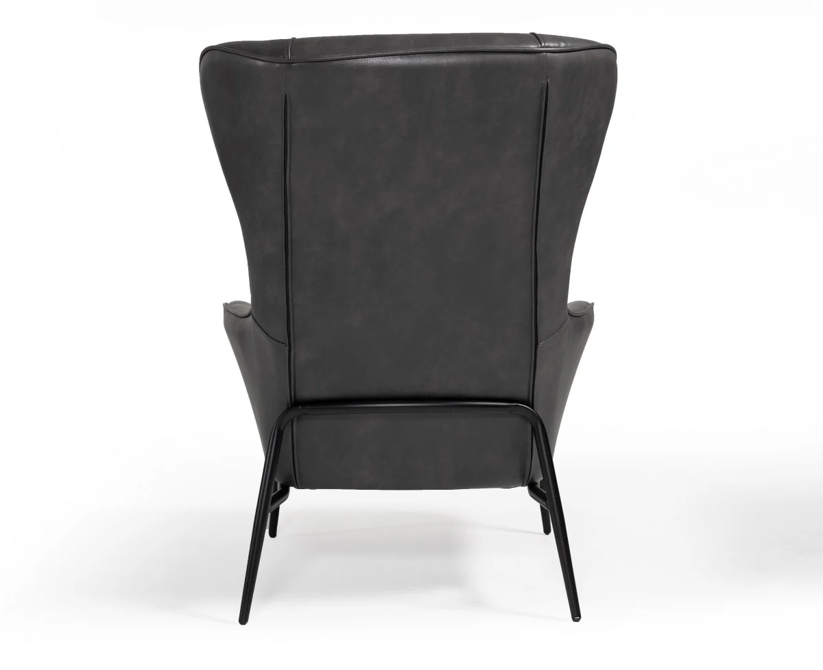 Industrial Dark Grey Leather And Metal Accent Chair By Homeroots - Image 4