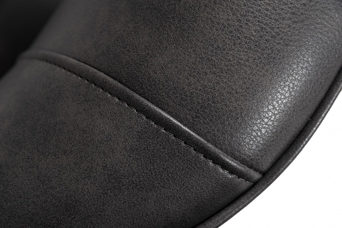 Industrial Dark Grey Leather And Metal Accent Chair By Homeroots - Image 5