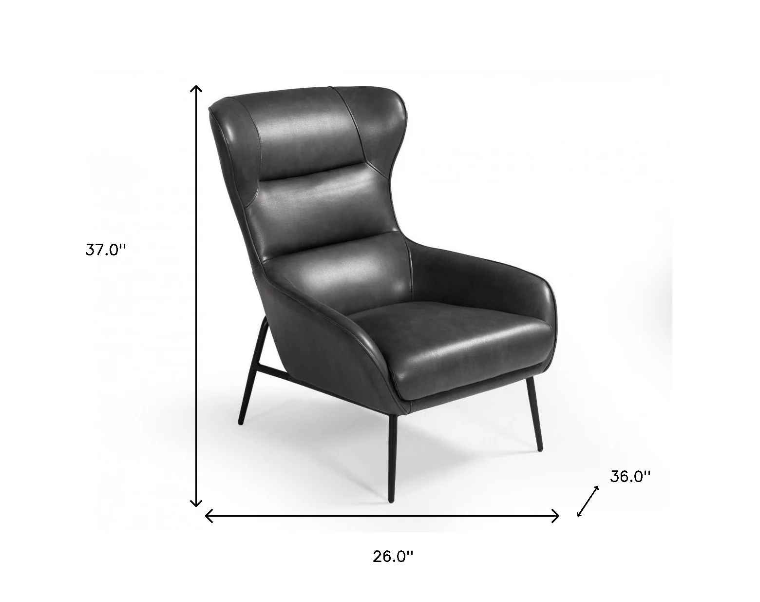 Industrial Dark Grey Leather And Metal Accent Chair By Homeroots - Image 6