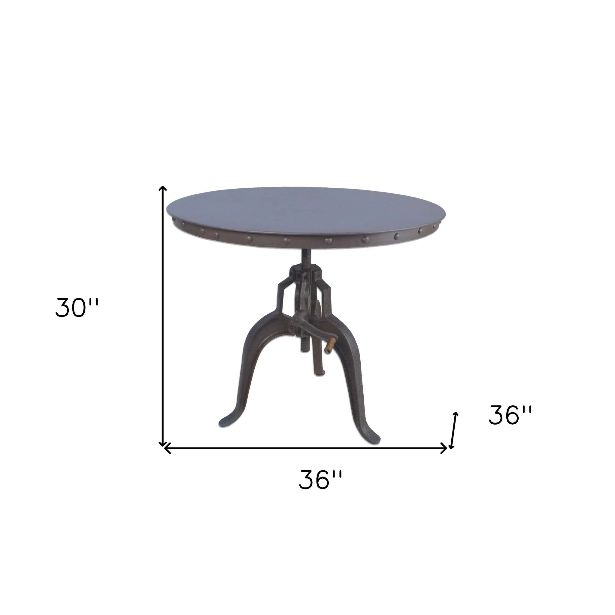Industrial Gray Adjustable Crank Round Top Dining Table. By Homeroots - Image 5