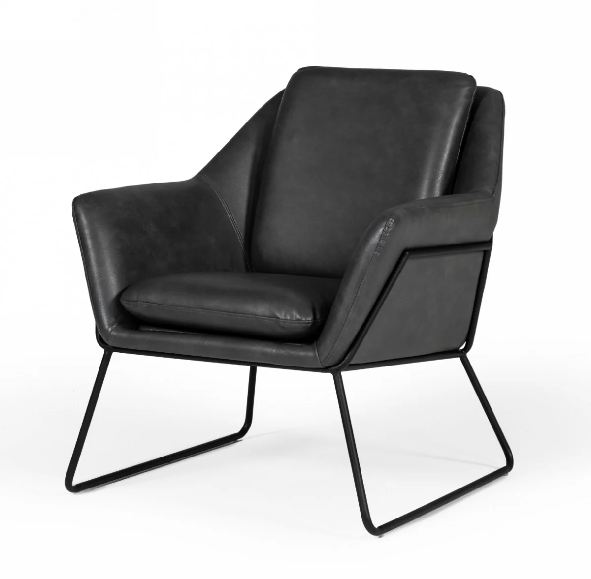 Industrial Grey Faux Leather And Black Accent Chair By Homeroots - Image 2