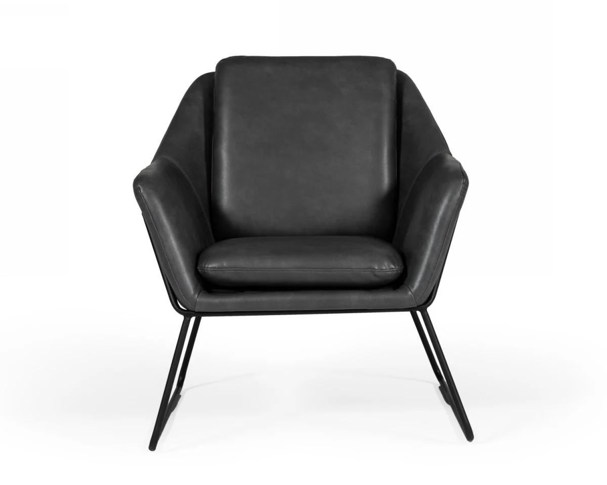 Industrial Grey Faux Leather And Black Accent Chair By Homeroots - Image 3