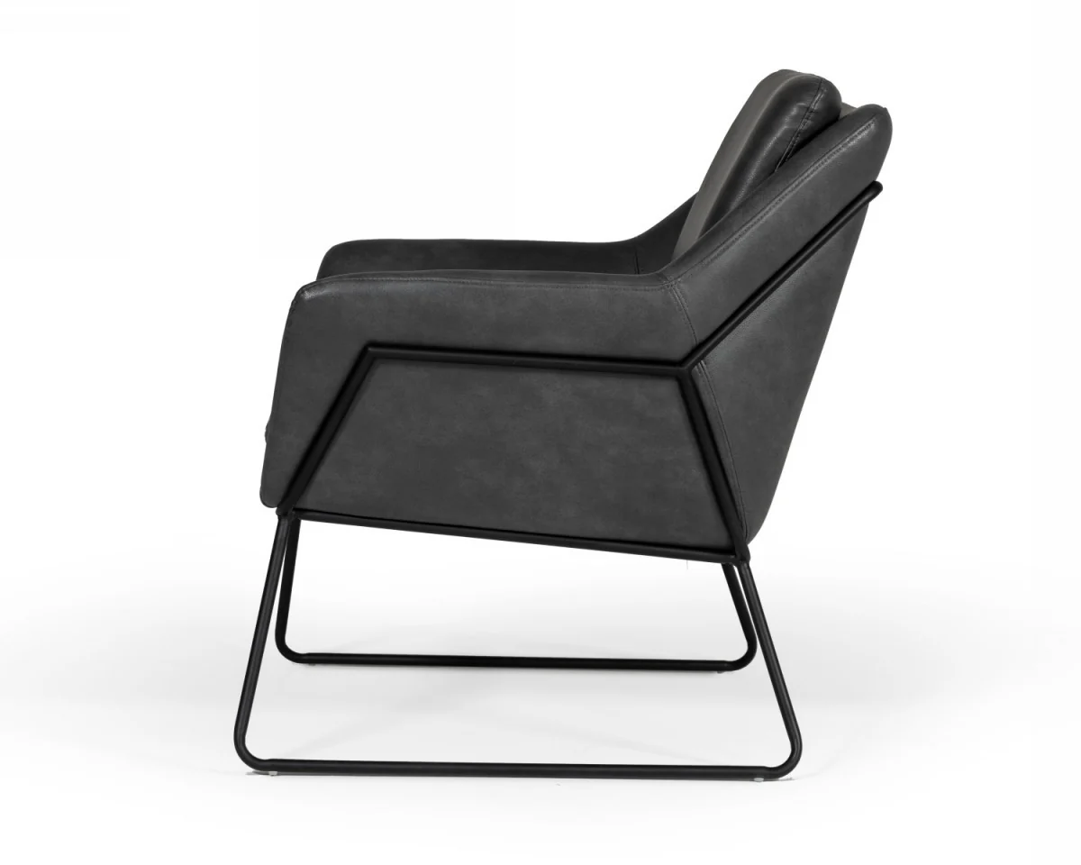Industrial Grey Faux Leather And Black Accent Chair By Homeroots - Image 4